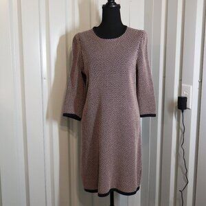 COS Womens Textured Knit Sweater Dress Pink Navy 3/4 Sleeves Size Med Cotton EUC